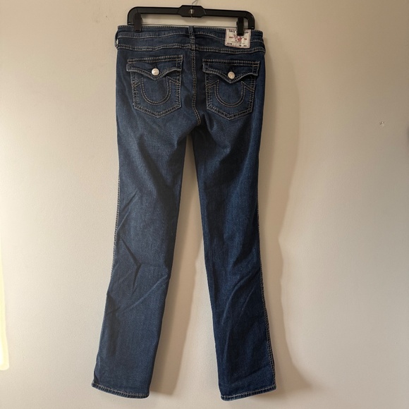 True Religion Billie Mid Rise Women Dark Blue Straight Leg Jeans SZ 31 - Picture 3 of 12